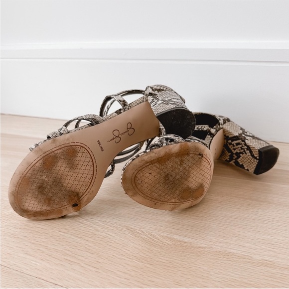 Jessica Simpson Strappy Snakeskin Block Sandal Heels - Picture 5 of 5